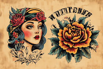 make old school traditional tattoo design for you