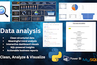 be your professional data analyst excel , python , sql