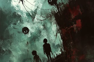 do a detailed dark, horror, metal, creepy art, horror art