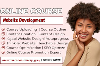 design or redesign, migrate online course website to thinkific, kajabi teachable