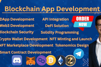 do a custom blockchain app development, dapp, smart contracts, nft, web3, defi