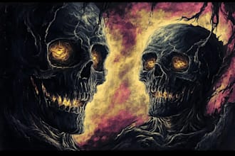 do awesome artwork for dark art, horror, creepy illustration