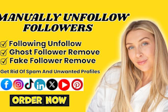 remove,unfollow, delete on instagram,fb, tiktok,tw bot, fake and ghost followers