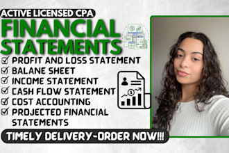 prepare US CPA certified financial statements, profit and loss, sign cpa letter