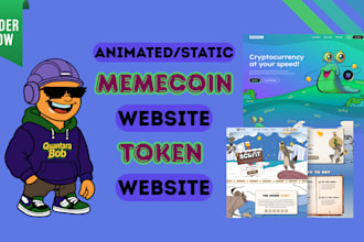 design memecoin landing page, crypto website, presale website, ico website, logo