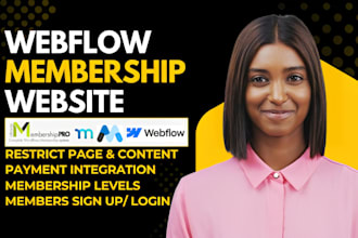 webflow membership website, subscription website with memberstack, memberpress