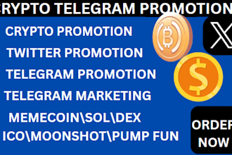 pump sol memecoin ico,nft,moonshot,defi web3 x marketing  telegram promotion