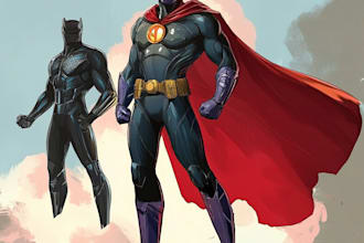 create concept art superhero character design for comics