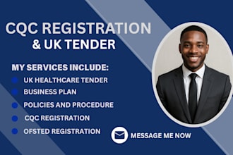 help with cqc and ofsted registration, tender, business plans and policies