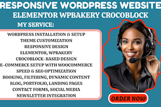 build a responsive wordpress website using elementor wpbakery crocoblock
