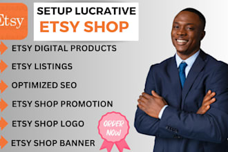 setup etsy shop with etsy digital products, etsy listings