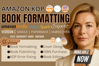 do book formatting for amazon KDP, ebook formatting and layout design for ebook