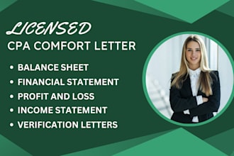 review and audit financial statements as US CPA, expense ratio letter, mortgage