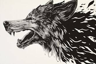 create linocut or fantasy animal portraits