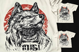 create animal linocut tshirt design for brands
