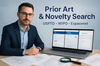 conduct an in depth prior art and novelty patent search using wipo and uspto