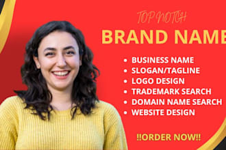 create catchy business name, logo design, slogan and web design for your brand