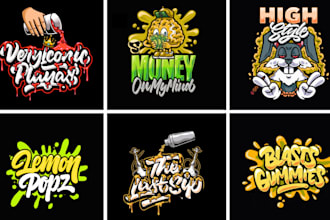 design graffiti retro modern text logo and custom typography art