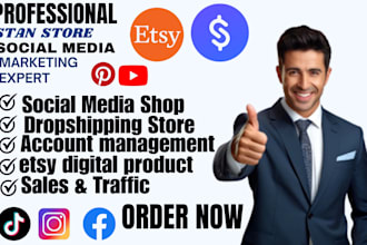 setup stan store dropshipping shop etsy digital product promotion sales traffic