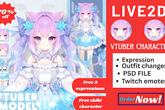 draw a ready to rig live2d model 2d vtuber art anime vtuber model