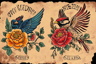 create any design in traditional tattoo or old school style