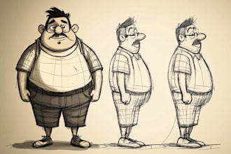 draw a cartoon character in a funny sketch