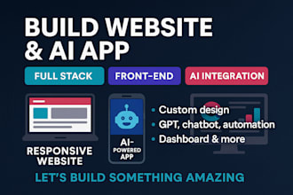 build website, ai mobile app, ai website, front end developer, full stack web