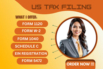 prepare or e file USA tax return forms w2, 1120, 1040, schedule c, ein