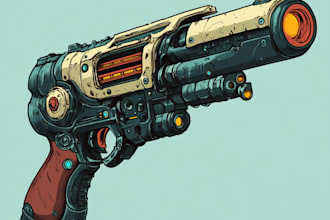 do a 3d weapon illustration for gaming