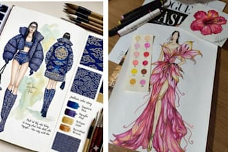 design stunning handmade fashion illustrations,fashion illustration sketch