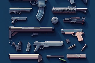 do a 3d weapon illustration for gaming