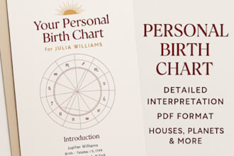 create a personalized birth chart reading as a 50 page PDF