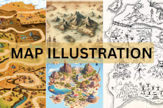 draw fantasy map illustration 3d isometric map vector map cartography city map