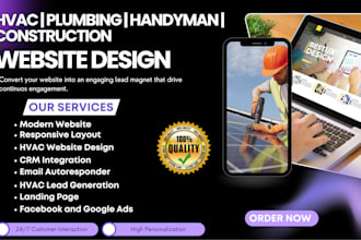 hvac, plumbing, handyman, and construction website design