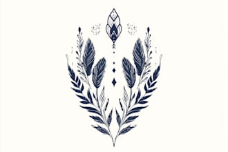 design hand drawn simple and lovely botanical boho logo