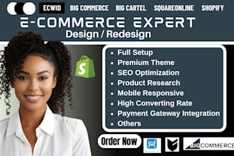 design, setup ecwid, big cartel bigcommerce squareonline shopify online store