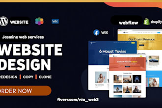redesign wix website develop webflow, shopify website design fix, update, clone