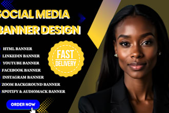 design a  spotify, facebook, linkedin, youtube banner in less 74hrs