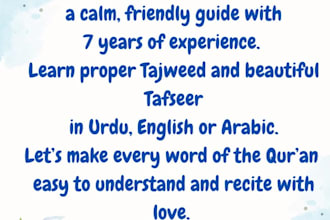 teach quran with proper tajweed and basic tafseer in urdu english or arabic