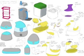 draw 5 technical ideation sketches based on your prompt