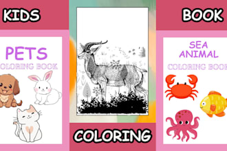 design kids activity book, kids coloring book, kids worksheet, book cover design