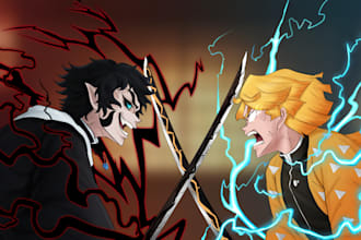 draw youtube thumbnail art in anime or cartoon style