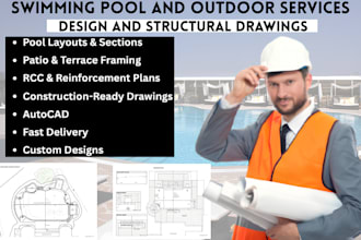 design swimming pools, patios, terraces, and provide structural drawings