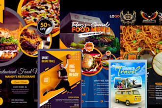 restaurant food menu ,travel and sports flyer design with full branding package
