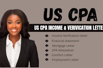 review and audit financial statements as US CPA, expense ratio letter, mortgage