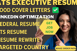 write or edit executive resume cover letter linkedin ulr federal resume in 12hrs