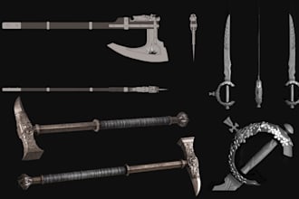 sculpt 3d cosplay props, airsoft models, 3d weapons, accessories, for 3d print