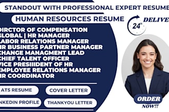 write a professional resume for HR manager, labor relations, and leadership CV