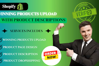 upload product, design shopify store products page, shopify products description