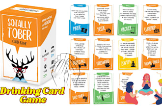 drinking card game, adult playing card, party card, box mock up, rulebook